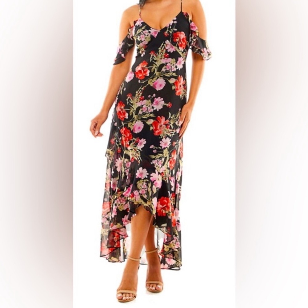 🌺 High Low Ruffled Floral Midi Dress 🌺